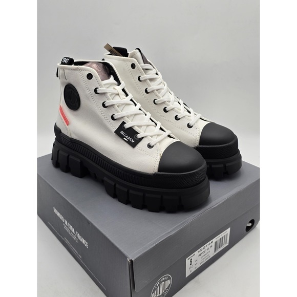 Palladium Shoes - Palladium Revolt Hi TX Boots‎ Womens Size 8 White Platform Ankle Lug Sole Shoes